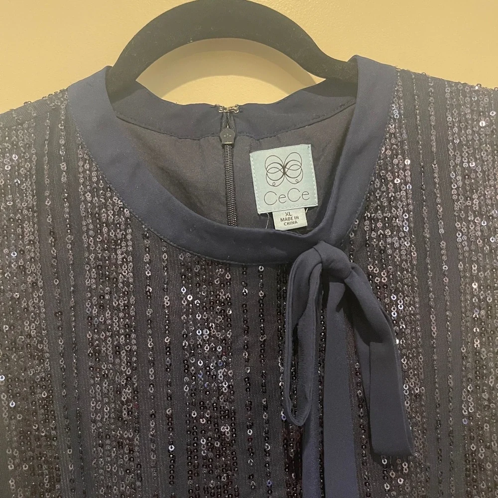 Chic Navy Blue Sequin Dress - Picture 2 of 3